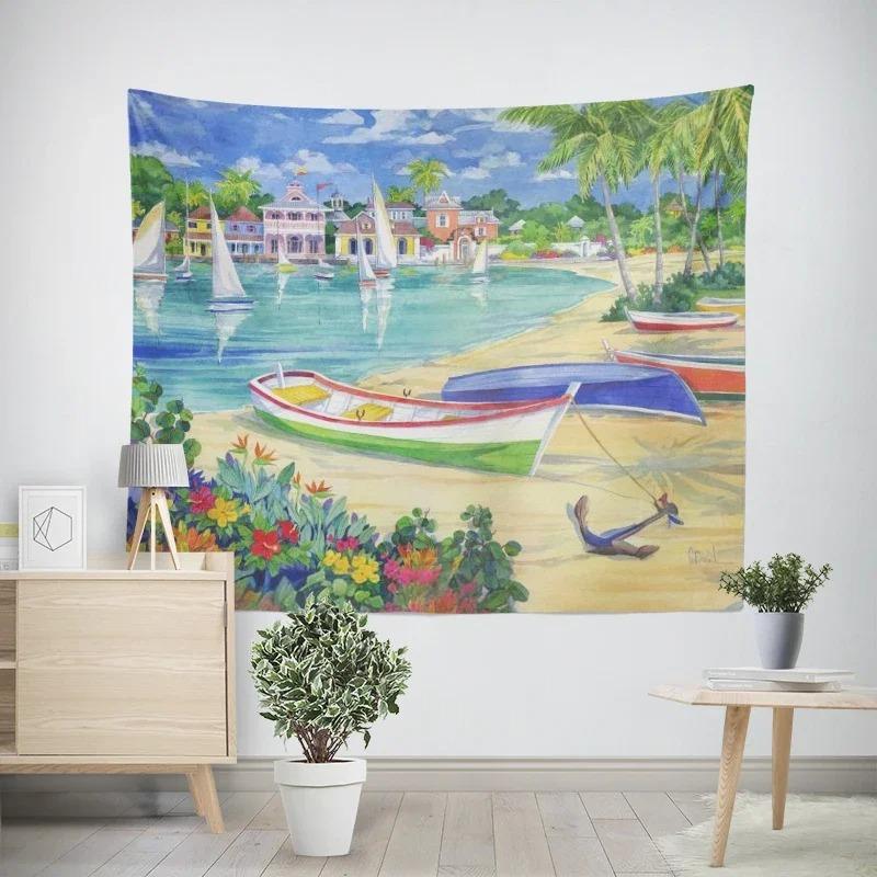

Гавайи Иллюстрация Декоративный Гобелен Домашняя Стена Гостиная Офис Декоративный Гобелен 100x75cm