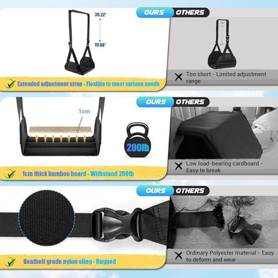 Airplane Foot Hammock with Extended Adjustment Strap 40kg Load-capacity Portable Desk Foot Hammock Sling Travel Accessory