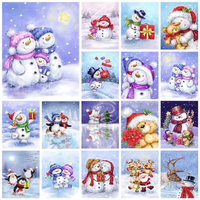 5D DIY desene animate Mos Craciun pictura cu diamant Omul de zapada Broderie cu diamant Pinguin Mozaic cu diamante Urs polar Kit de arta Craciun