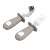 Toddler Stainless Steel Forks and Spoons Set Food Grade Cute Simple Silicone Toddler Safe Utensils Set A5# Gray Green