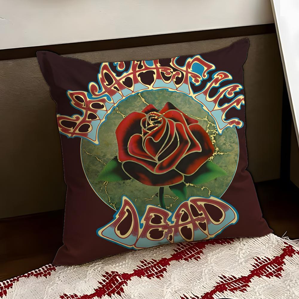 Band GGrateful DDead Cushion Cover Reversible Soft Durable Pillow Cover Home Car MultiScene Use for Daily Comfort