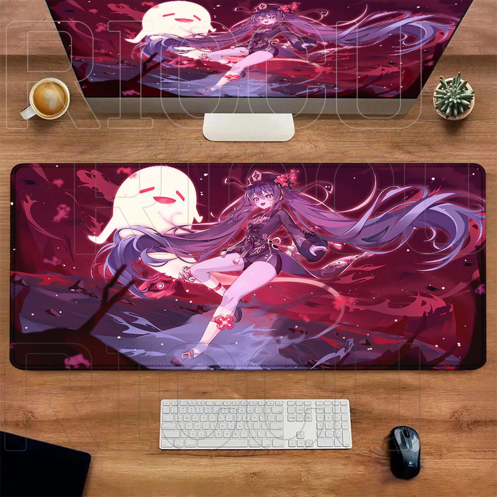 XXL Teppich Anime Hu Tao HD Druck Mauspads Gummi Gaming Genshin Impact Mauspads Tastaturmatten Computer PC Laptop Spieltischmatte