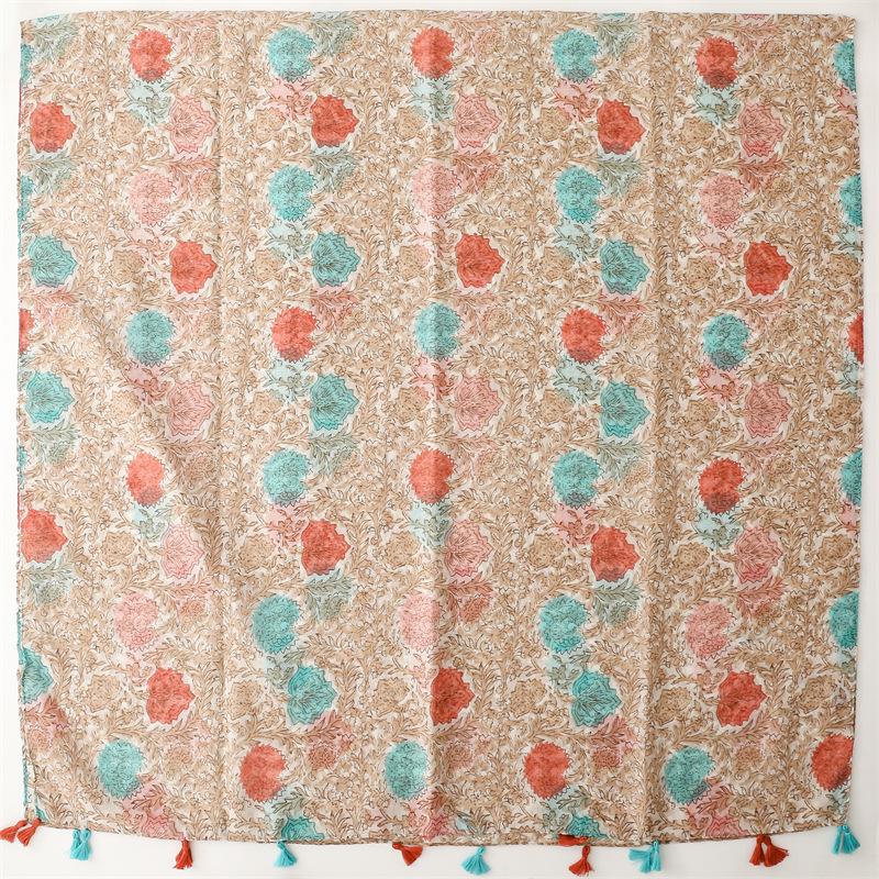 Quatro estações mulheres viagem protetor solar cachecol arte acessórios fotografia fio bali colorido planta flor xale