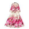 Flowers Spring Clothing Silm Long Puff Sleeve Dress