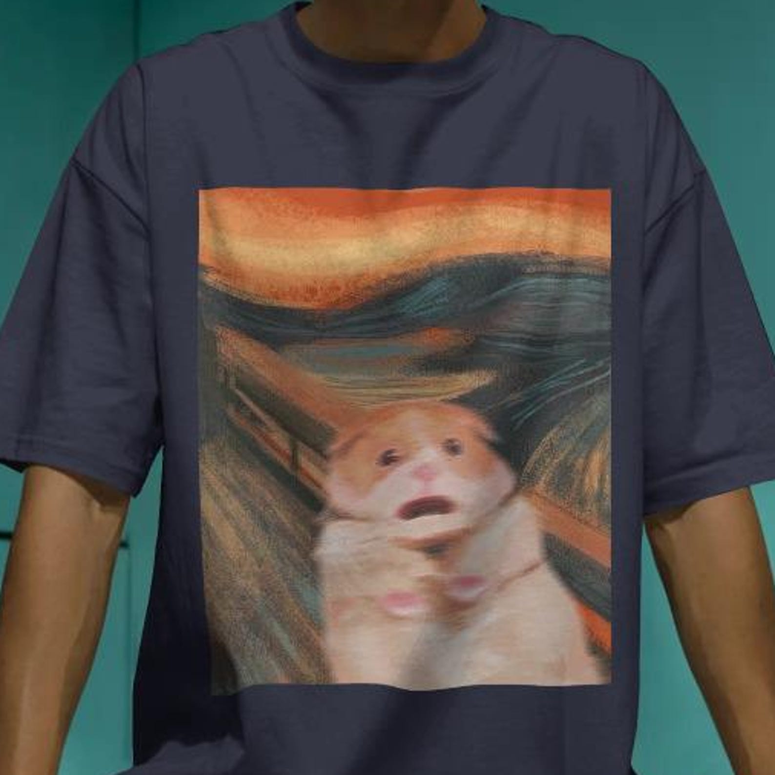 Comfort Colors Scared Hamster Meme Shirt: Edvard Munch Art Parody Tee S