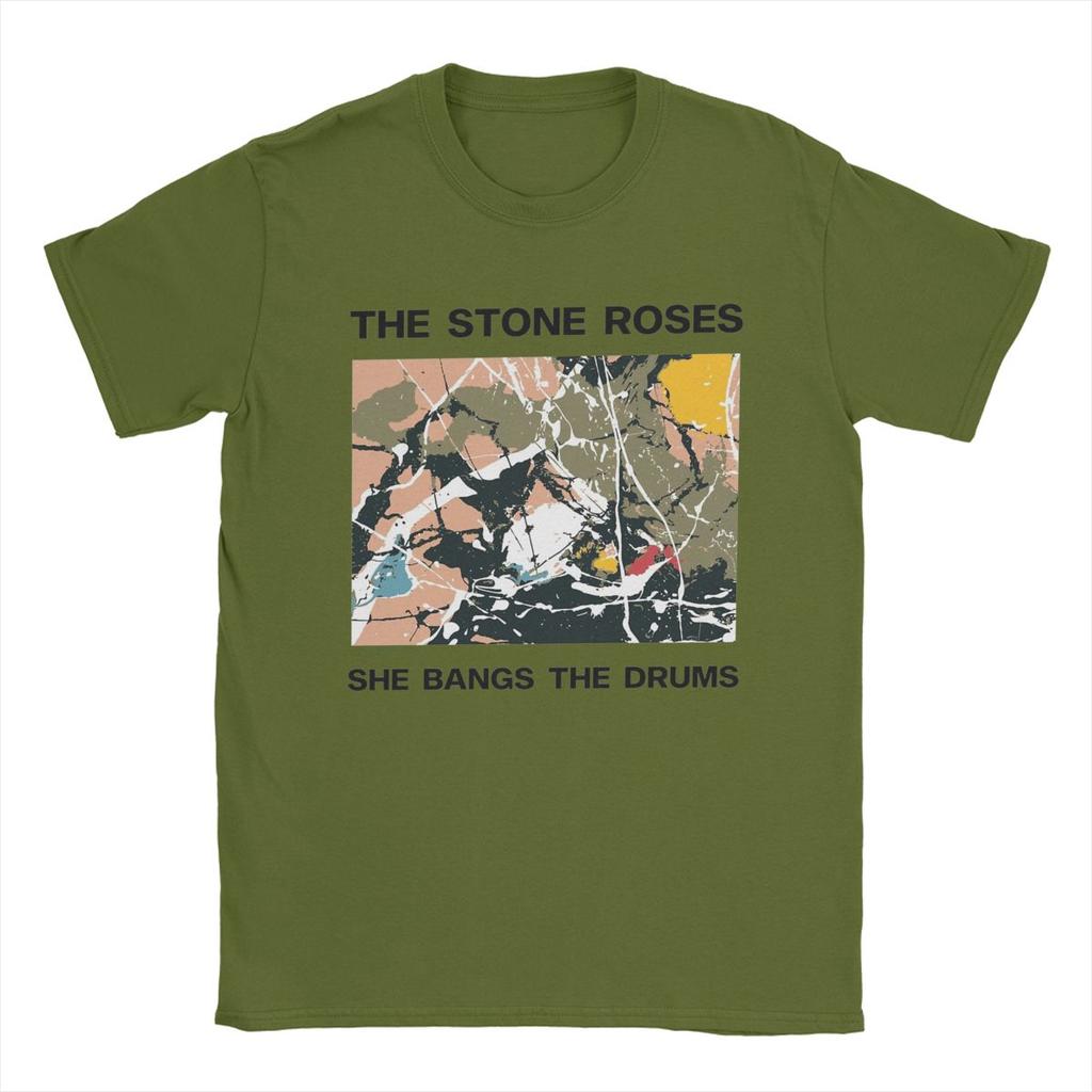Men The Stone Roses She Bangs The Drums T Shirts Pure Cotton Clothing Funny Short Sleeve Crewneck Tees Party T-Shirts