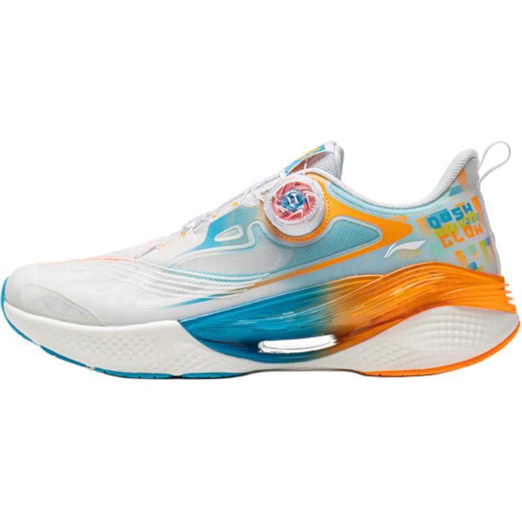 Li Ning Kids Cloud Weave Sports Shoes Comfortable Shock Absorption Breathable Running Shoes Men Sneakers Standard-White Dolphin-Blue YKFV124-7