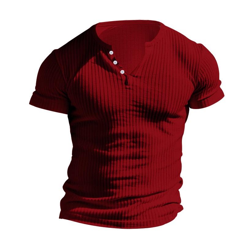 Europe And The United States Solid Color Men's Summer Versatile Short-sleeved Casual Knitted T-shirt