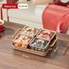 Pabei Square Plastic 4-Compartment Snack Box with Lid