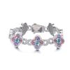 Luxury Iced Out Colorful CZ Four Leaf Clover Infinity Link Bracelet 18K Gold Plated Brass Lucky Jewelry for Women Men