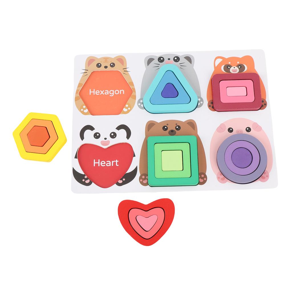 Wooden Puzzles Animal Pattern Geometric Panels Interactive Preschool Educational Puzzle Toy