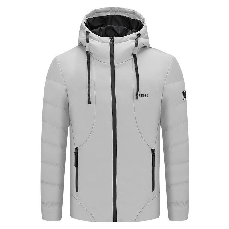 Men's USB Heated Slim Fit Cotton Jacket, Korean Style, Hooded, Zone 5 Smart Heating, Padded, Warm Outerwear.