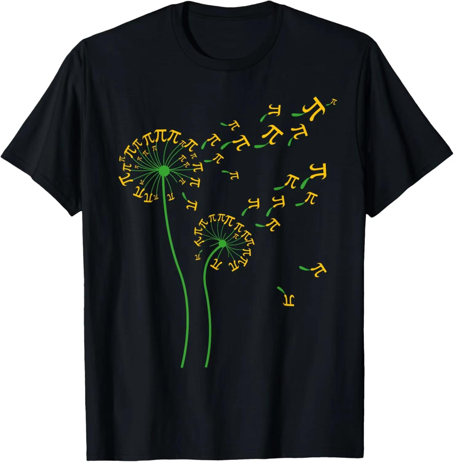 HOT SALE Dandelion PI Day Dandelion 3.14 PI Number Math Dandelion T-shirt Custom Harajuku Vintage T-shirt Camisas Street Wear S