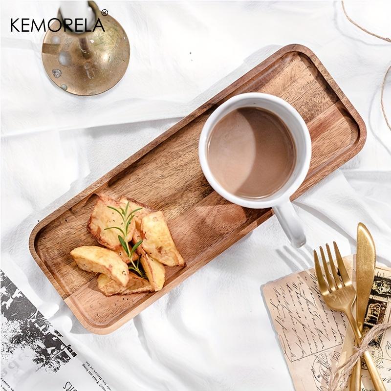 1PCS Acacia Wood Coffee Tray Food CupTrays Decorative Wood Tray Dessert Candy Bamboo Tray Gongfu Tea Tray