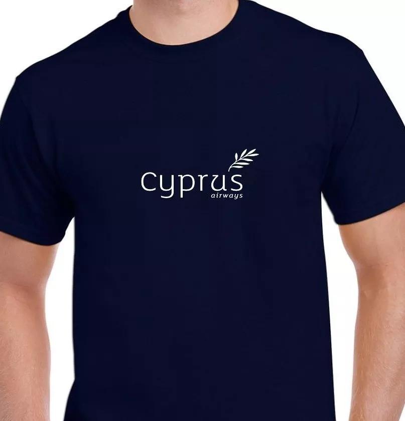 Cyprus Airways White Logo Airline Navy Blue Cotton T-Shirt S
