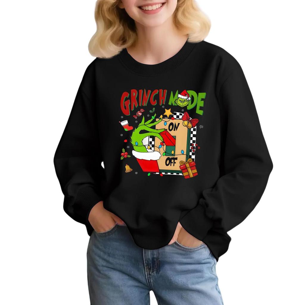 Dětská móda Volný střih Ležérní Dlouhý rukáv Vánoční potisk Nadměrná Mikina s kulatým výstřihem