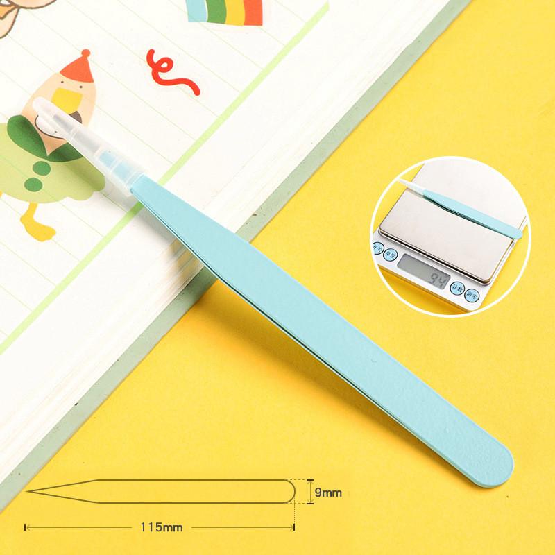 Stainless Steel Colorful Straight Curved Tweezers Pink Blue Purple DIY 1.0mm Eyelash Tweezers Nail Art Rhinestones Picking Tool