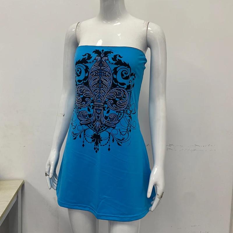 Ladies' summer street fashion retro hand-painted pattern hot stamping technology hip-hop style long vest Y2K clothing