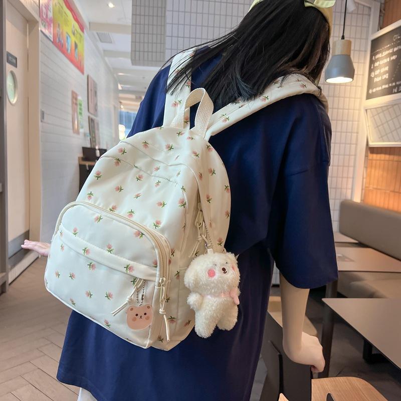 Women ins small floral backpack girls junior high school college students school bag