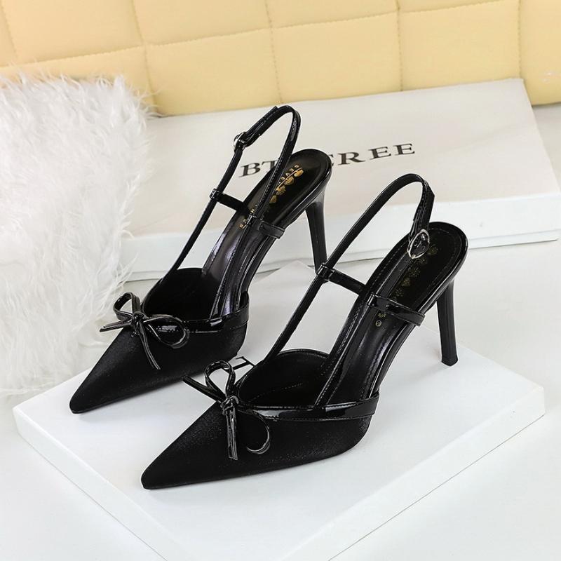Bow Slim Heels High-End Women's Temperament High-End Without Being Tired From Behind The Feet And Tripping Women's Singles Shoes