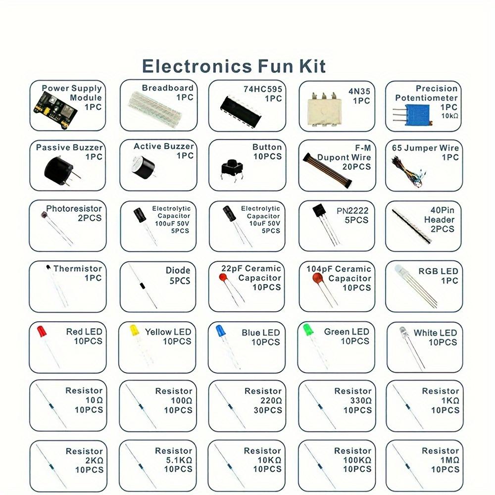 1 Boks DIY Elektroniske Komponenter Sett Prosjektstarter Elektronisk DIY Sett Med 830 Koblingspunkter Koblingsbrett For Arduino R3 Med Boks