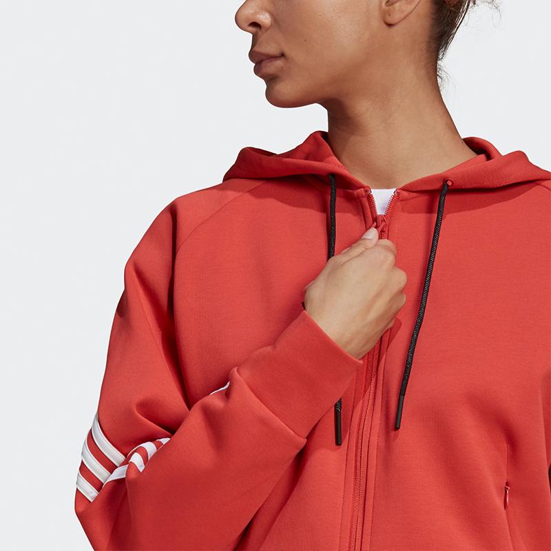 Adidas W Fi 3S Fz Hd Sports Solid Color Striped Jacket Women Jacket Deep-Pink GJ5418