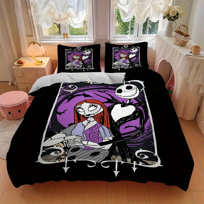 3pcs Jack and Sally Disney Bedding Set Includes 1 Quilt Cover and 2 Pillowcases, Comfortable Bedding F049