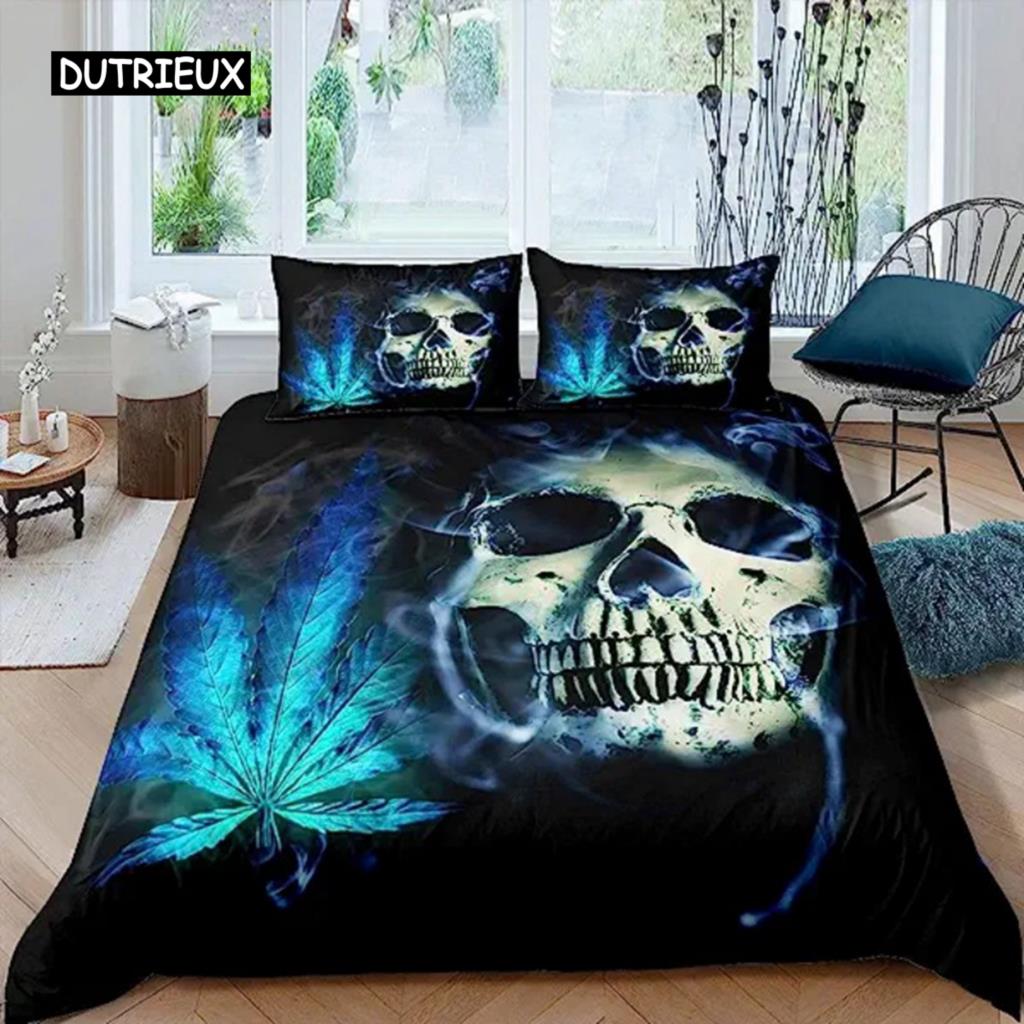 Sugar Skull Segas pārvalks Pusaudžu meitenes gultas veļas komplekts Sugar Skull Decor Gultas veļa Galvaskauss Skelets Rozes Ziedu apdrukas segas pārvalks Dekoratīvs