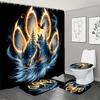1/4Pcs Bathroom Shower Curtain Set Magic Forest Wolf Bathroom Curtain With 12 Hooks Non Slip Rugs Toilet Cover Mat Bathroom Partition