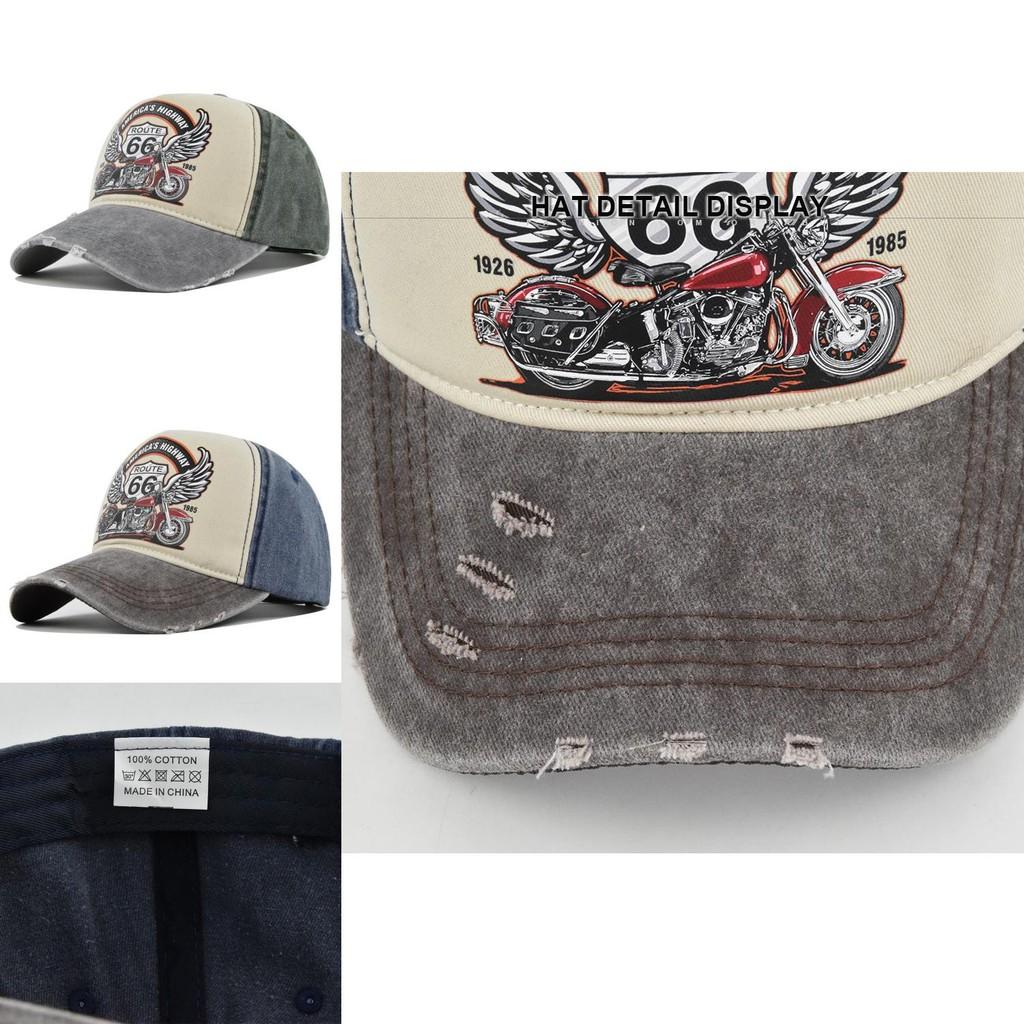 Vintage Route66 Baseball Cap Retro Print Duck Tongue Hat Motorcycle Truck Cap Men Sun Hat