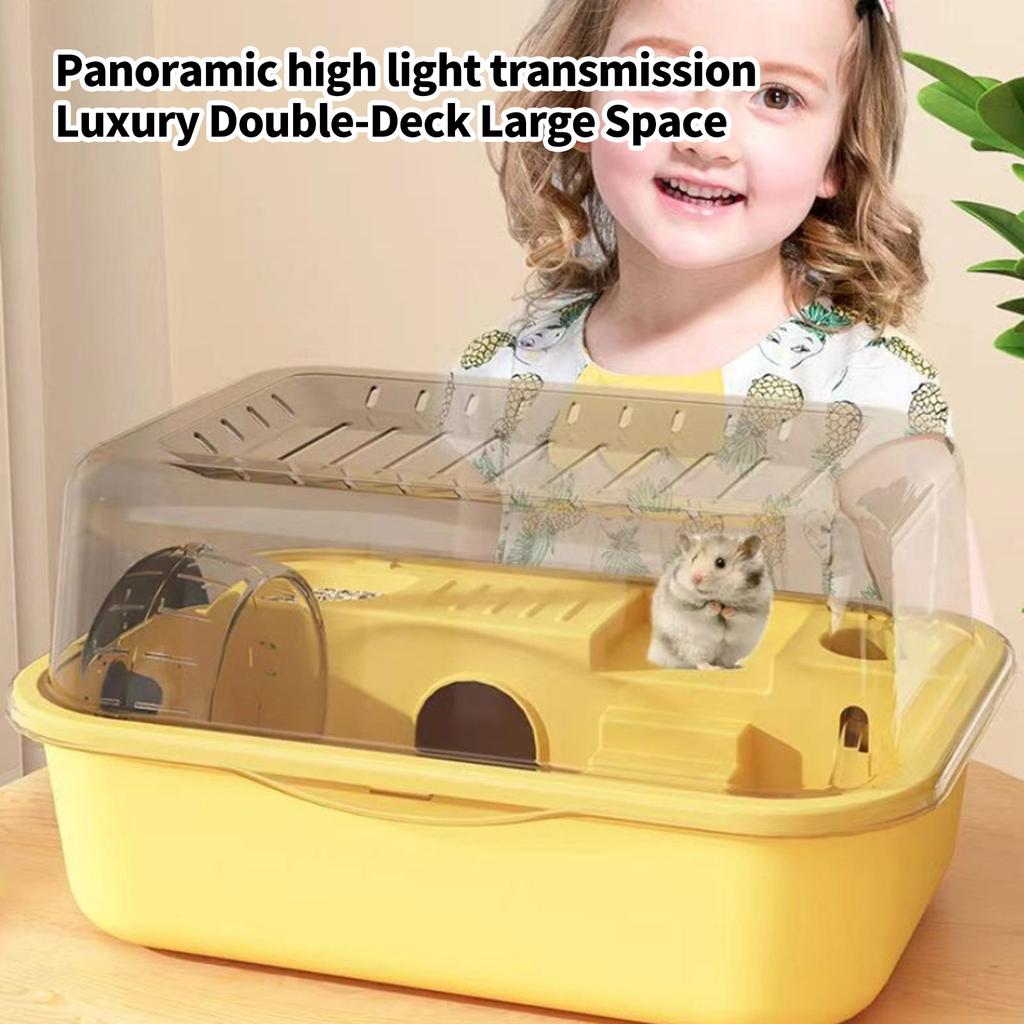 High Visibility Pet Cage Detachable Hamsters Cage with Quiet Wheel and Double Layer Design for Natural Rodents Behaviors