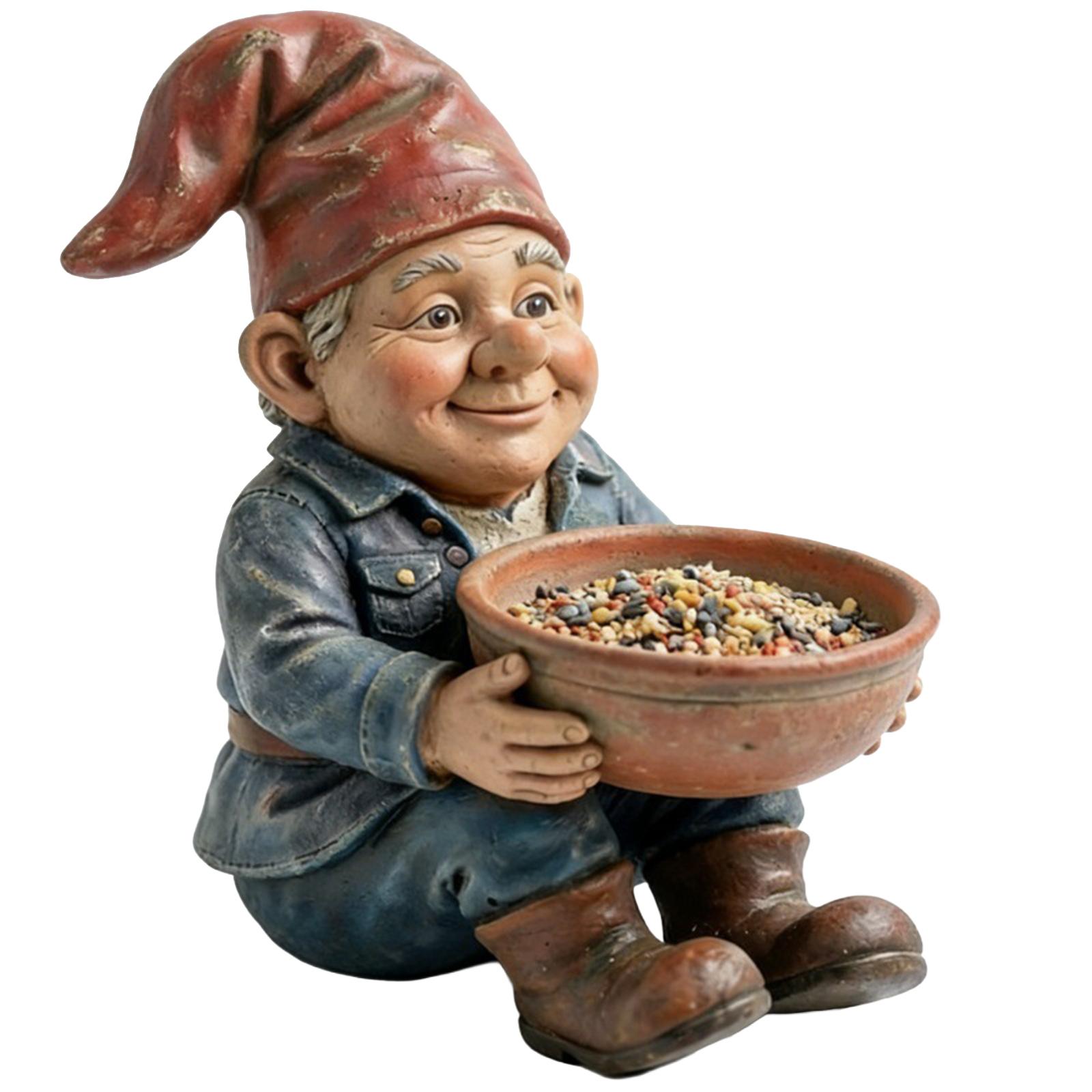 

Садовое искусство Гном-рабочий Кормушка для птиц уличная Двор Балкон Сад Европейские смоляные поделки One Size синий