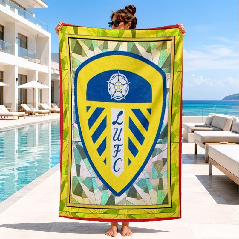 Leeds United Wappenmuster Strandtuch, Schnelltrocknend, Pflegeleicht, Geeignet für Fitness und Strandurlaub, Sport-Essential