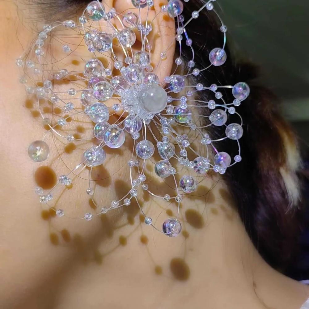 Gifts Handmade Wedding Dress Earrings Transparent Ear Ornaments Colorful Flower Earrings Flowers Elegant Bridal Jewelry