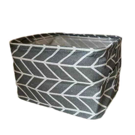Foldable Storage Basket with Handles Waterproof Large Capacity Cotton Linen Printed