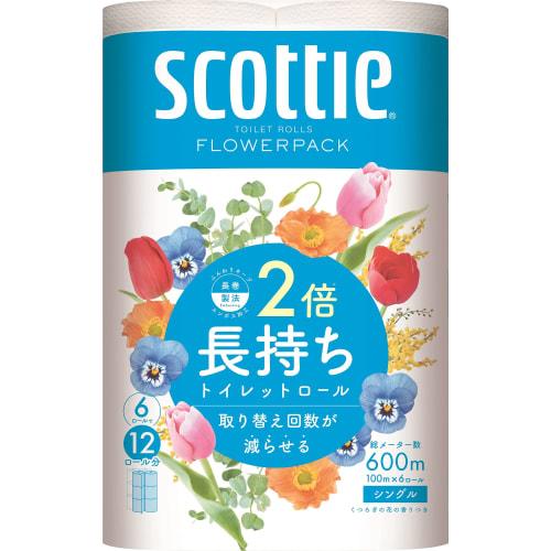 Scotty Flower Pack, Double Roll (6 Rolls for 12 Rolls), Toilet Paper, 100m Single