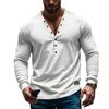 Mens Slim Fit Long Sleeve V Neck Buttoned Casual T Shirt