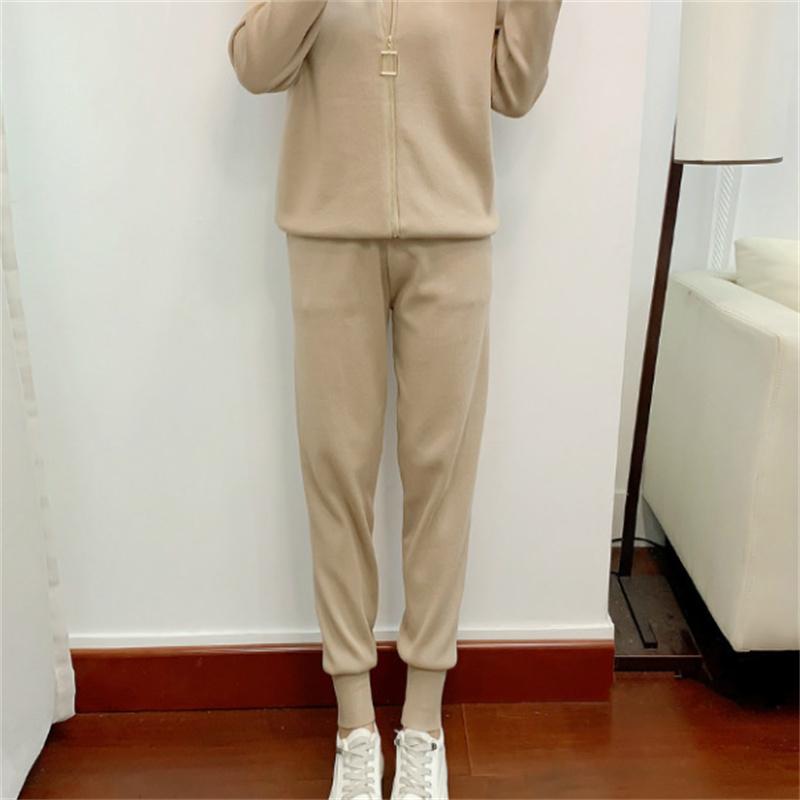 Herbst Winter Neuer Strickanzug Damenmode Lässiger Cardigan Weste Hose Dreiteiliges Set