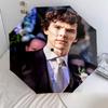 Sherlock Holmes pattern, automatic folding umbrella, portable and foldable design, 8 ribs, a Christmas or birthday gift.