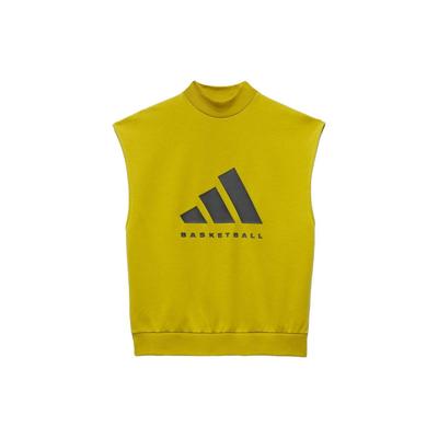 High Collar Letter Print Sleeveless Sweatshirt Unisex Tops Olive-Green IN4252