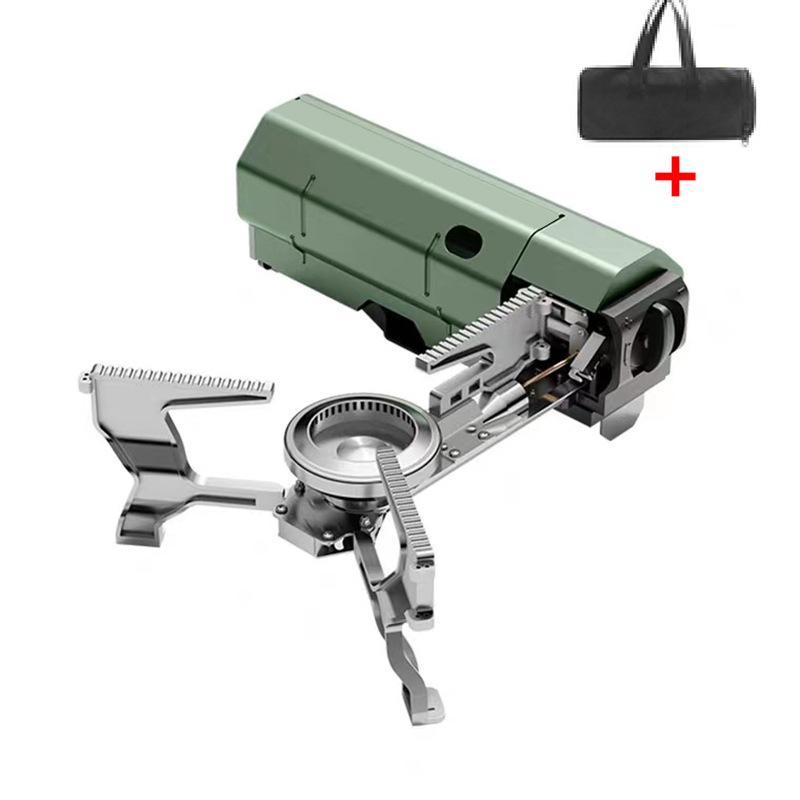 

TARKA Кемпинговая кассетная плита, складная газовая горелка на открытом воздухе, 2600 Вт, печь для огня, кухонная утварь, подходящая для туризма, походов, пикников зелёный