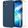 Protective Case - BOOLING - iPhone 17 - Slim Shockproof Silicone Navy Blue - 2 Tempered Glasses