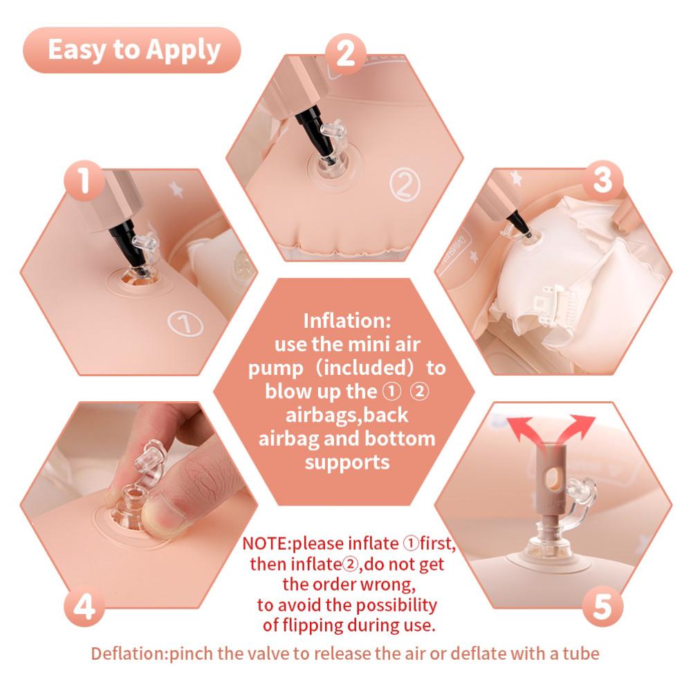 Baby Swimming Float Cartoon Pony Inflatable Baby Pool Float Ring with Removable Sun Protection Canopy Strap for Infant