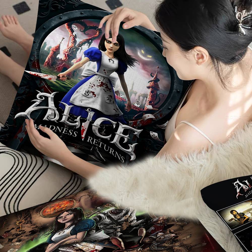 A-Alice M-Madness R-Returns Classic Cushion Cover Car Throw Pillow Case For Sofa Car Christmas Gift 40X40Cm 45X45Cm