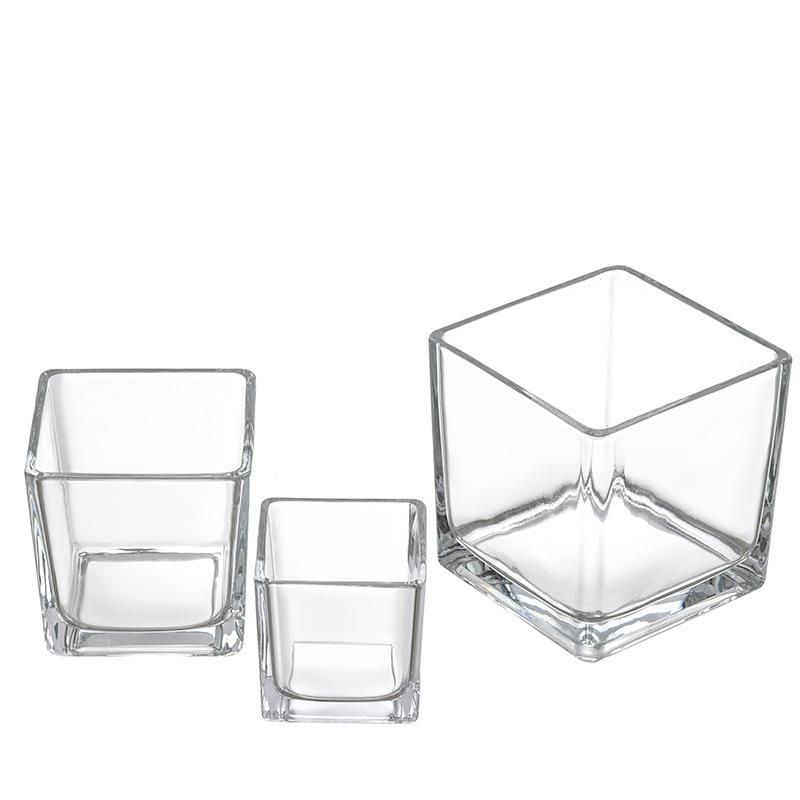 Square Candle Holder Black Glass Jars for Candle Making Frosted Glass Candle Jar (Transparent,5.2*5.2cm) прозрачный