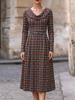 Autumn and Winter European and American New Women's Clothing Plaid Long Dress Printed Women's Clothing Dress Women