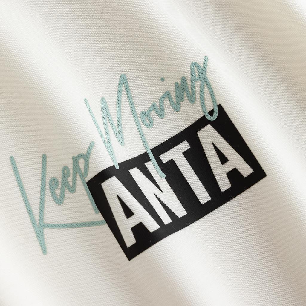 Anta Loose Short Sleeve Knitted T-Shirt Summer 2026 Unisex tops Ivory-White 972628106-1