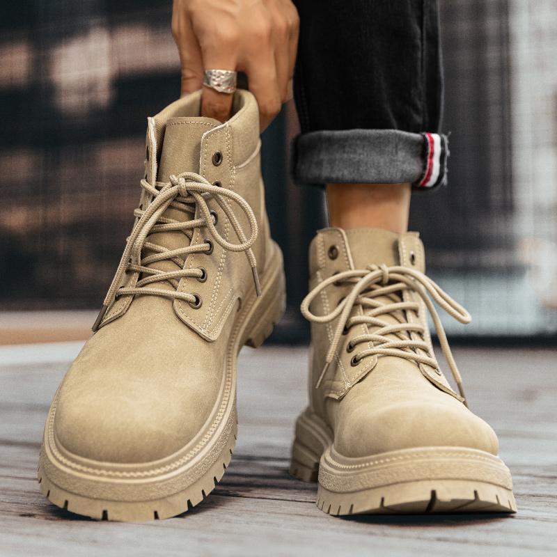 Neue Mode Herbst und Winter Herren High Top Martin Stiefel Studenten Männlich Jungen Trendy Weiche Sohle Arbeitsschuhe Arbeitsschutz Martin Sneakers