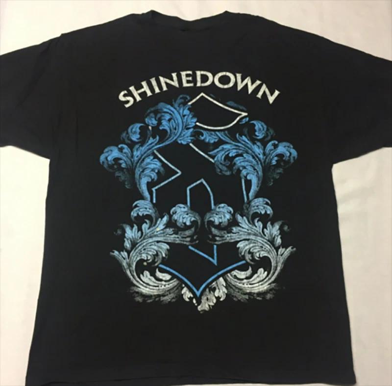 Shinedown Band Music Short Sleeve Cotton Black All Size Shirt Streetwear Harajuku S