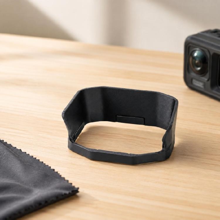 Black 3D-Printed Camera Display Shade with a Matte Retaining Frame and Raised Sections for Action Camera Bright Outdoor Framing, Action Filming,